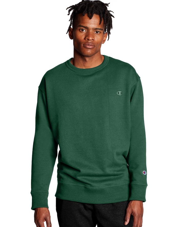 Champion Powerblend Fleece Crew C Logo Sweatshirt Heren - Groen - Belgie 9526VRHMD